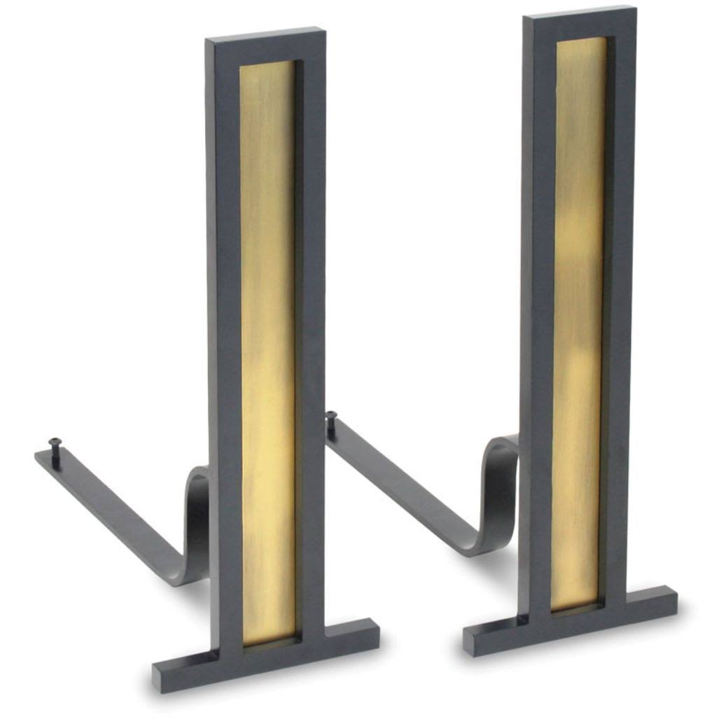 Antique Brass Black Andirons X2192