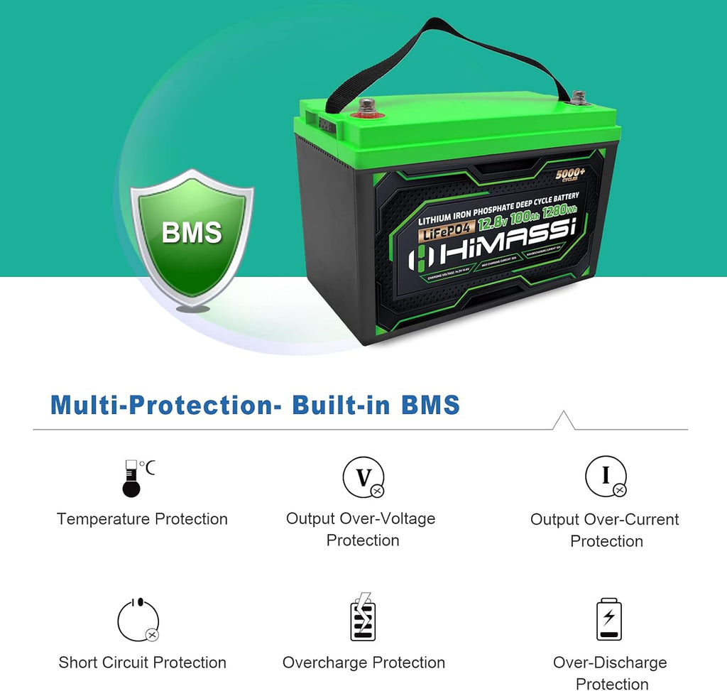 12V 100Ah LiFePO4 Battery 50A BMS Deep Cycle Battery Pack R6124