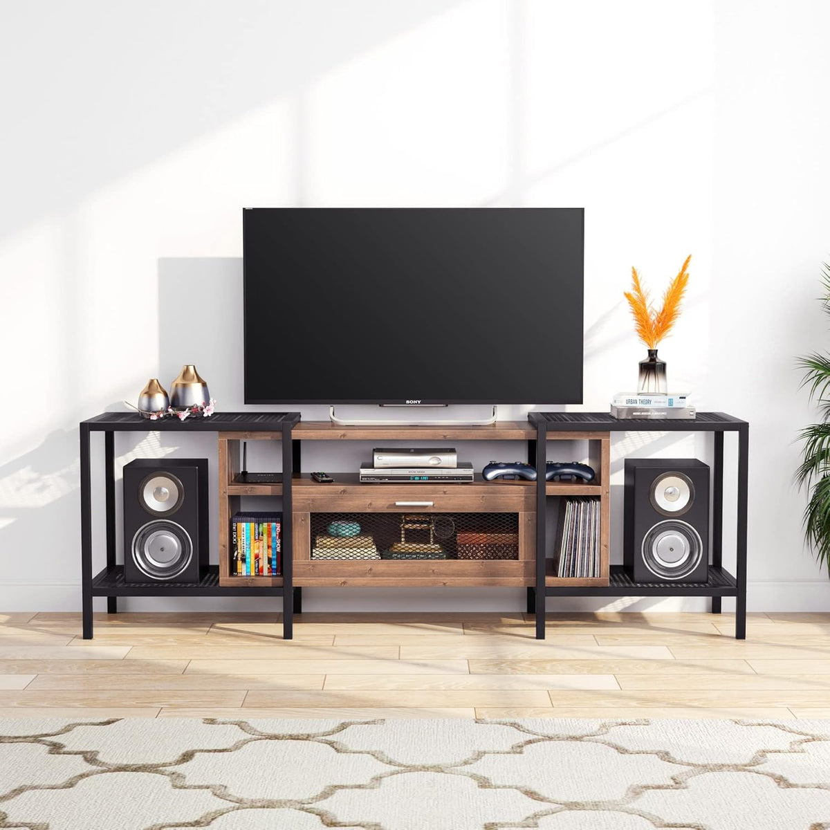 75 Inch TV Stand with Storage and Shelves J401