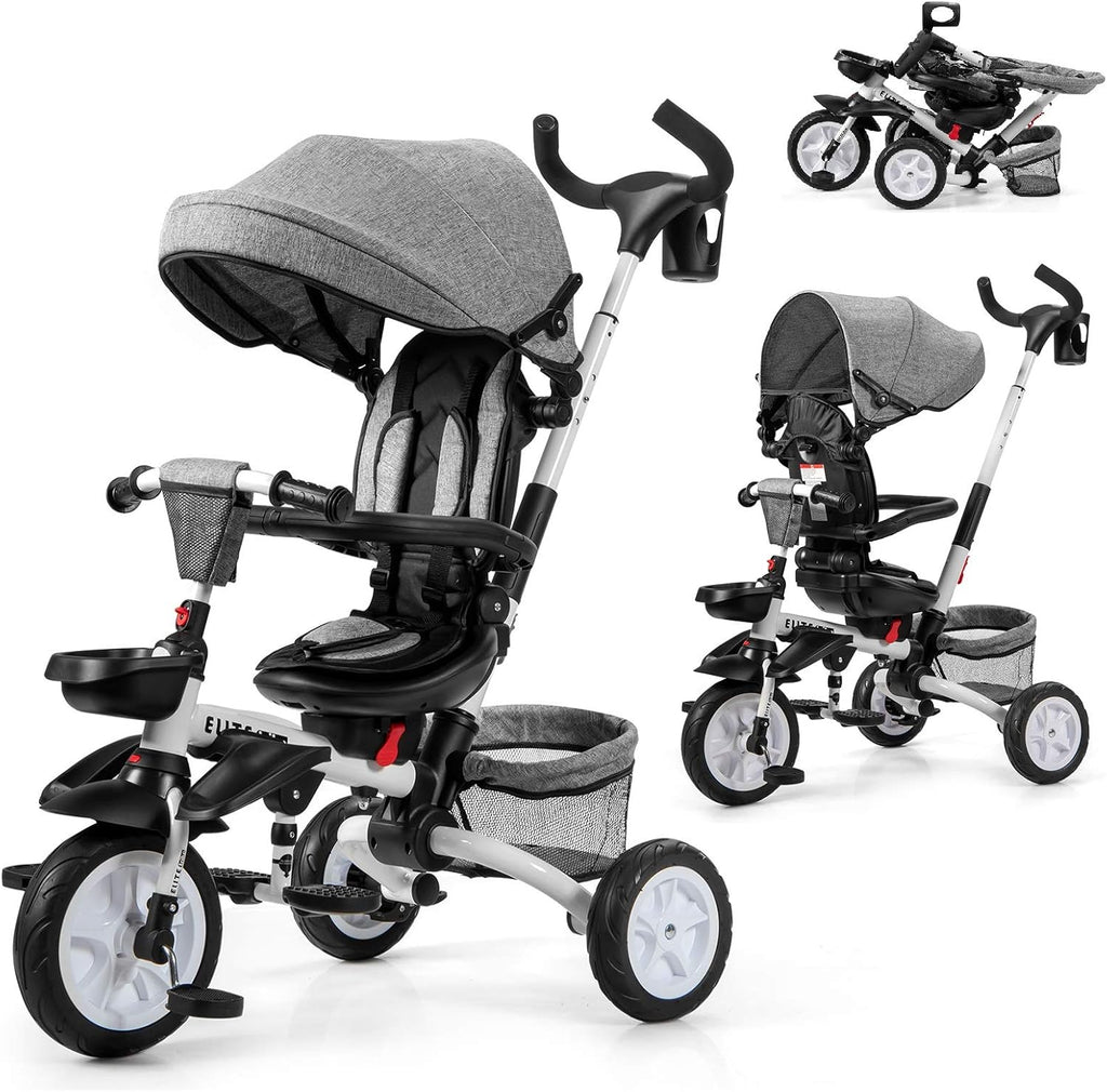 7-in-1 Kids Folding Tricycle with Canopy Black Blue E715