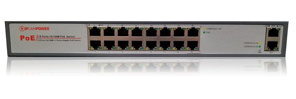 16 Port POE Network Switch with 2 Gigabit Uplink Ports N328