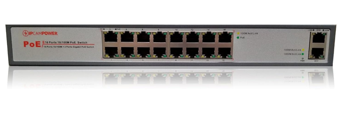 16 Port POE Network Switch with 2 Gigabit Uplink Ports N328