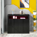 Black High Gloss Buffet Sideboard with LED Lights and 2-Door Storage Cabinet I40779