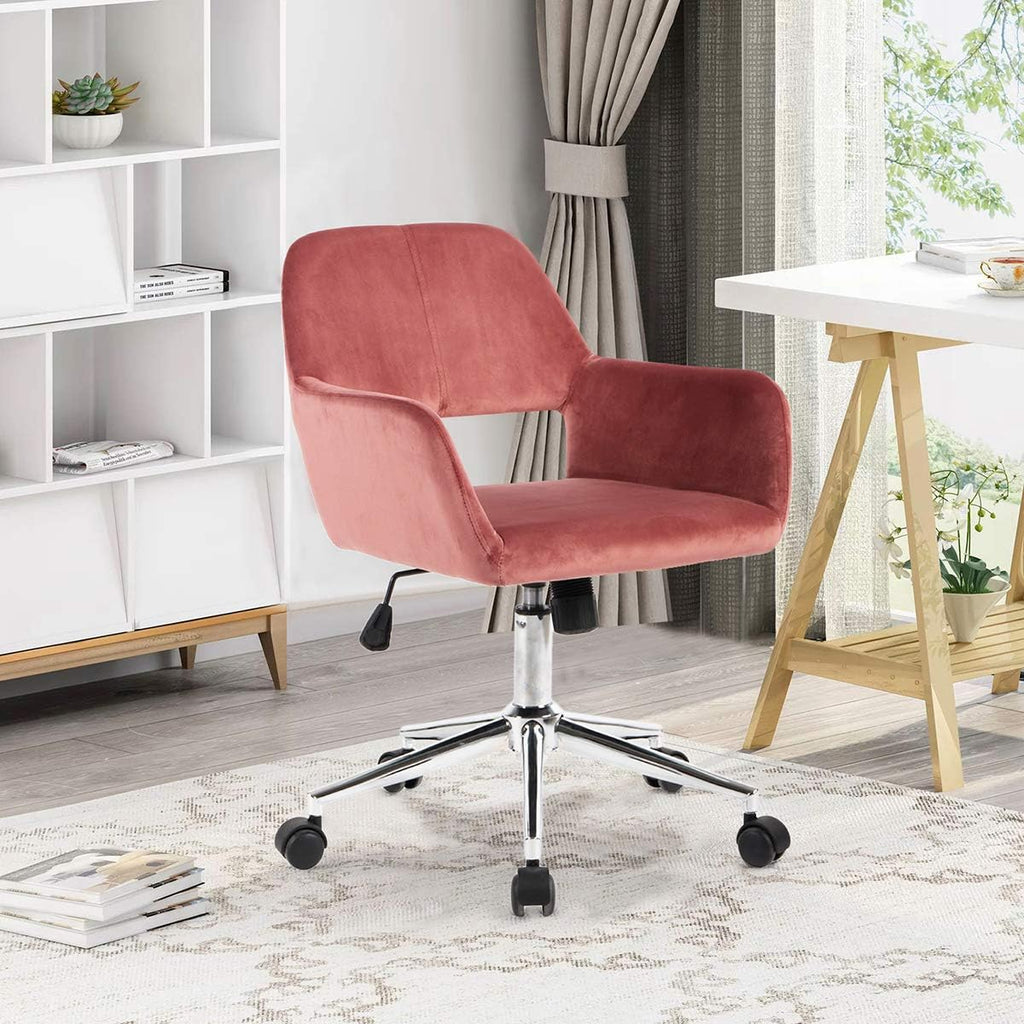 Rose Pink Velvet Office Chair Q298888