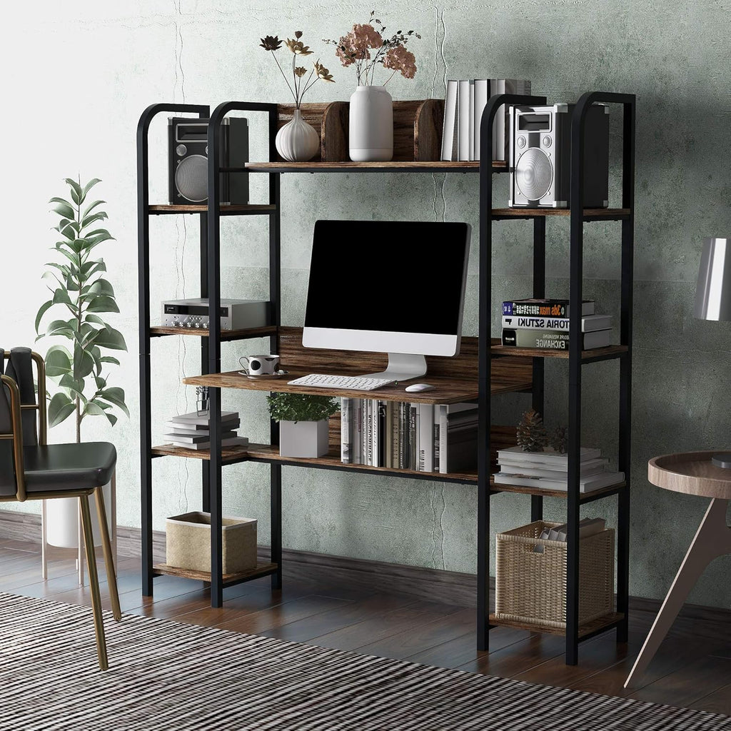 Brown Home Office Hutch and Double Bookcase A808997