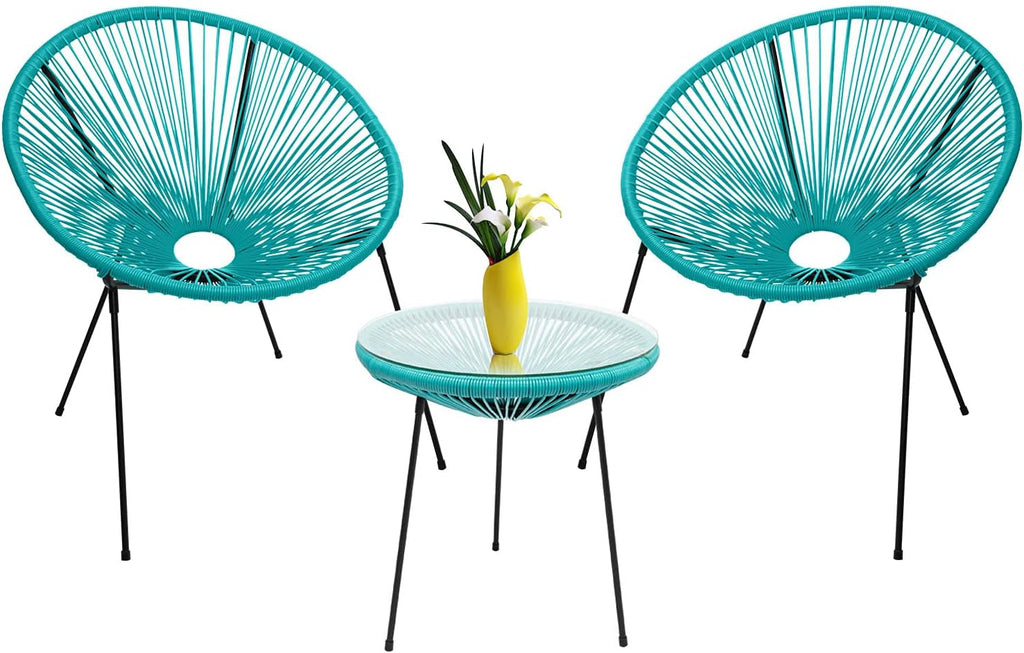 3-Piece Outdoor Acapulco Chair Set with Glass Top Table R577802