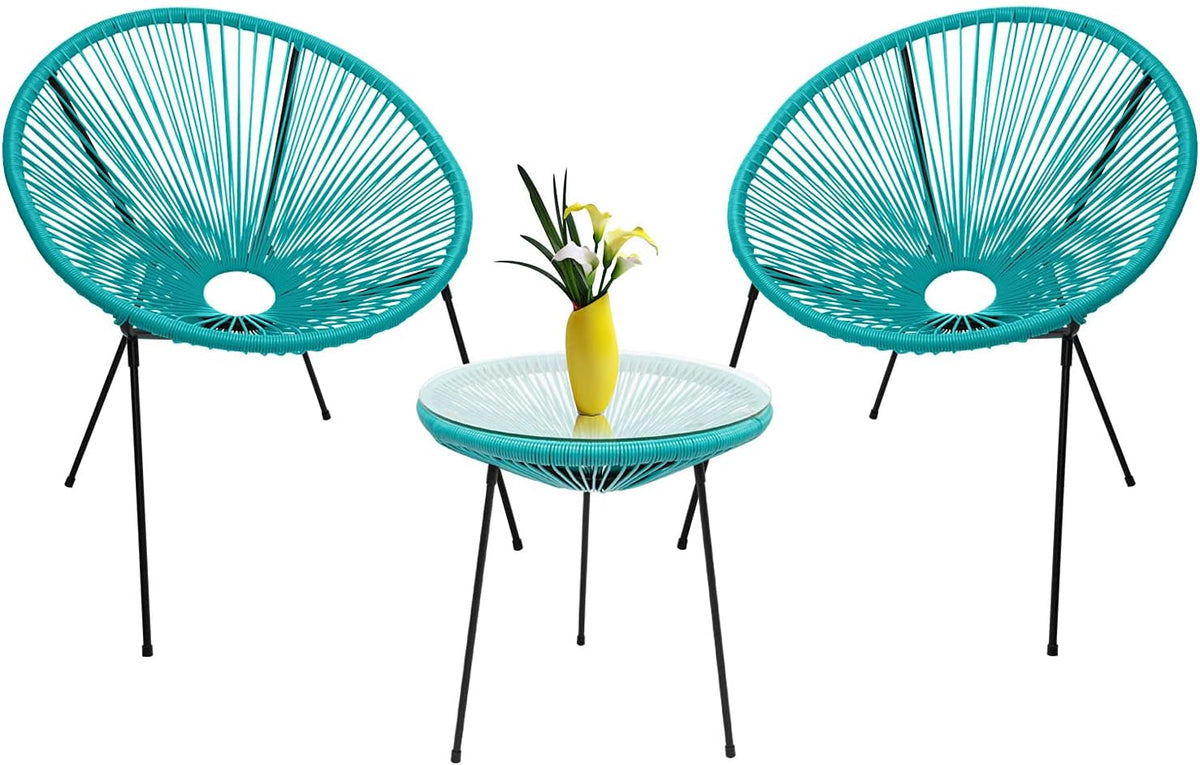 3-Piece Outdoor Acapulco Chair Set with Glass Top Table R577802