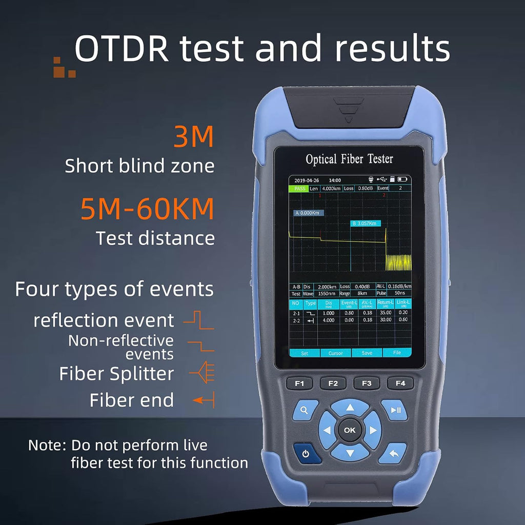 OTDR Fiber Optic Tester 1310/1550nm with OPM OLS RJ45 VFL Test Q361497