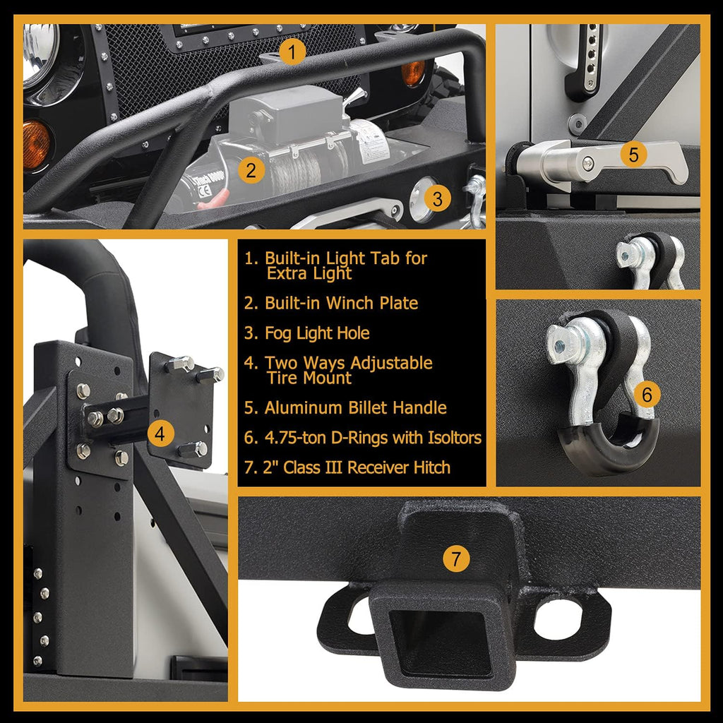 Front and Rear Bumper with Tire Carrier Combo Q354355