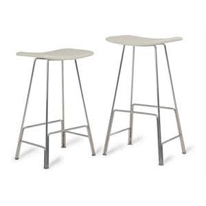 White Polished Stainless Steel Counter Stool W78106