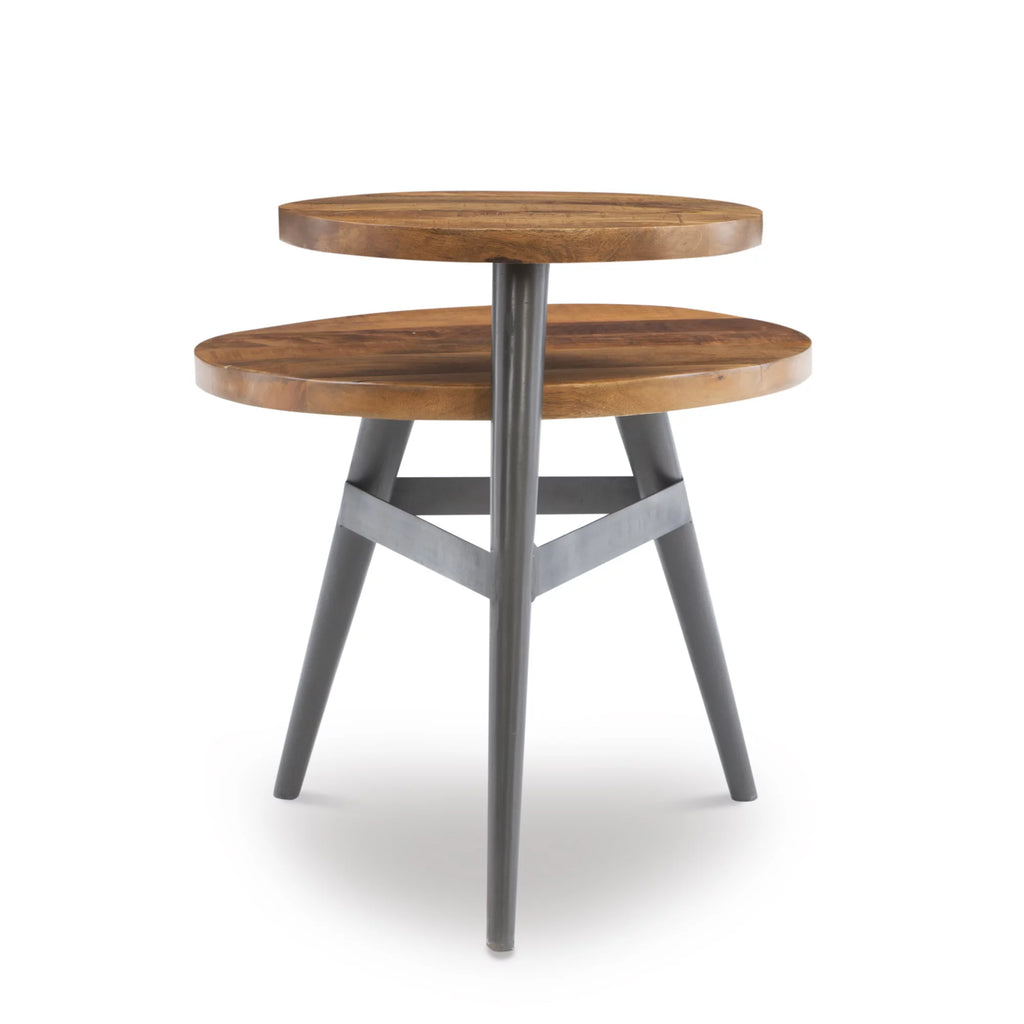 Round Metal Side Table with Shelf Z572758