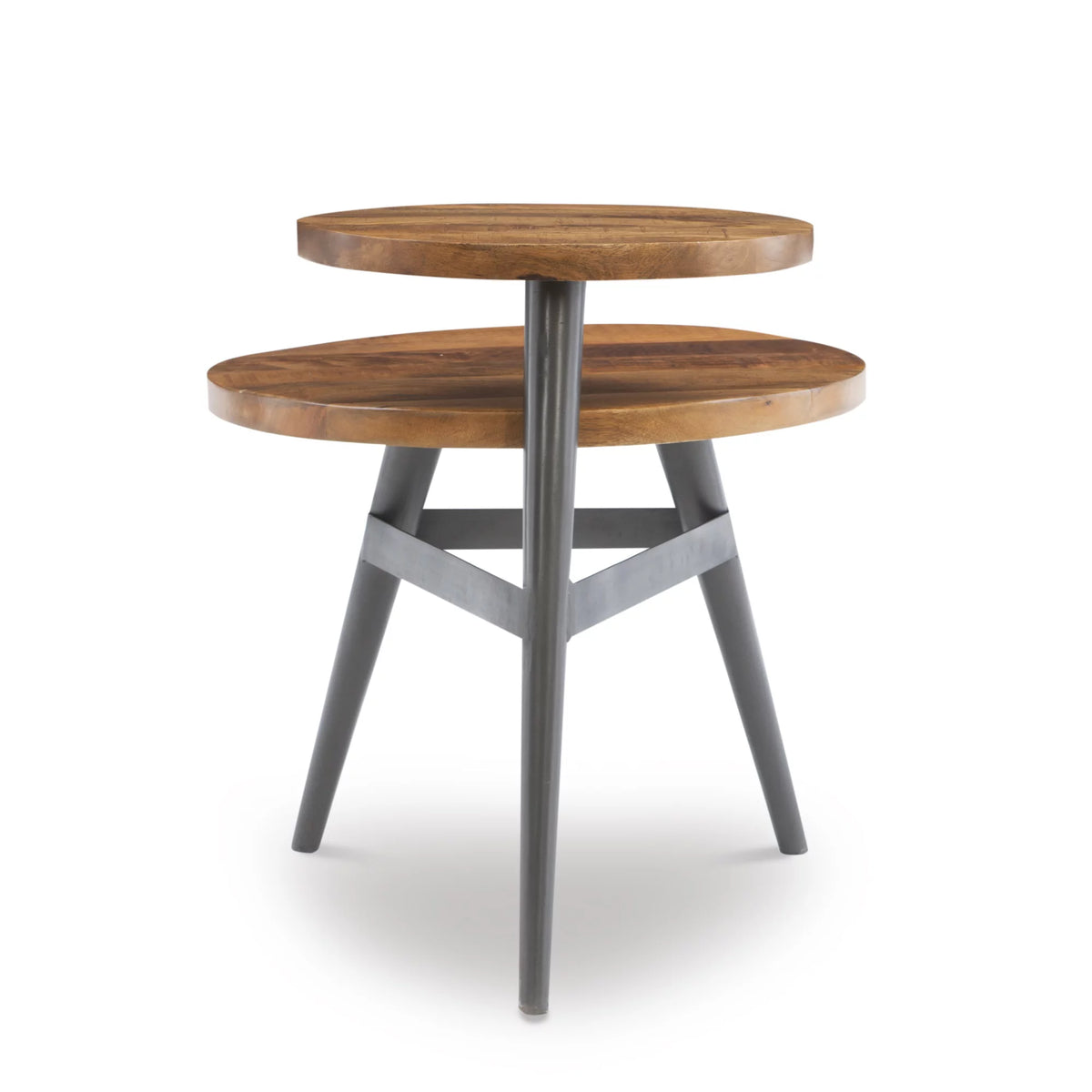 Round Metal Side Table with Shelf Z572758