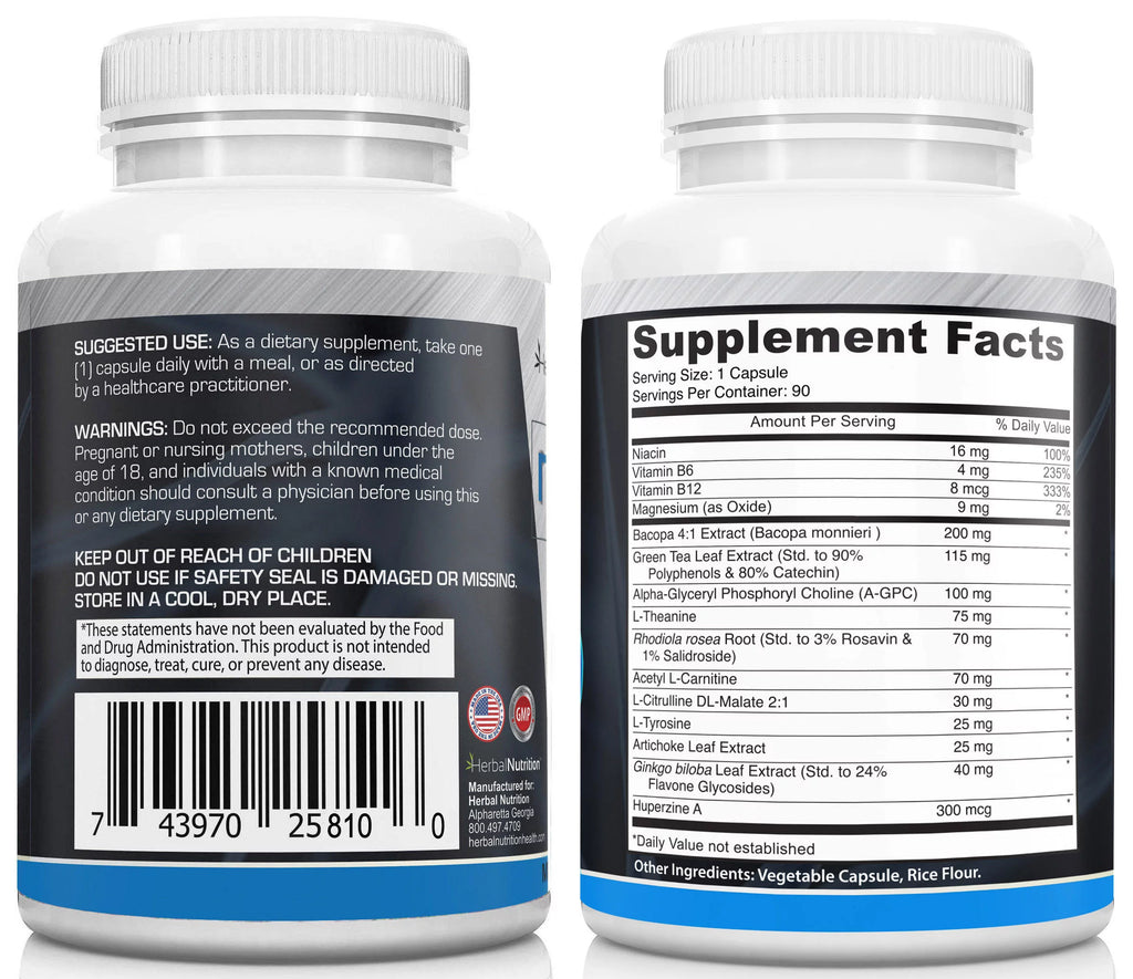 Bacopa Huperzine-A Brain Booster Supplement D577