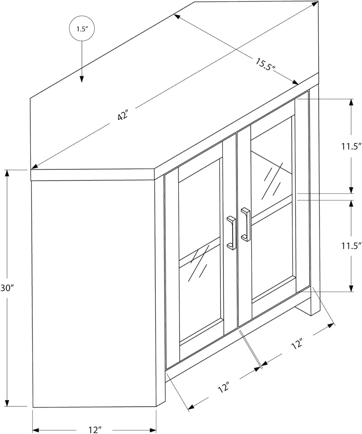 Corner TV Stand with Glass Doors, 42", Dark Taupe R4262