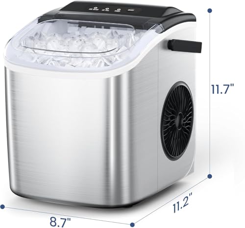 Stainless Steel Countertop Ice Maker, 26.5Lbs per Day, Portable with Auto-Cleaning Y165
