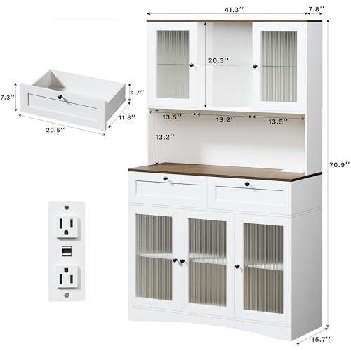 White Kitchen Pantry Cabinet with Acrylic Doors E37989