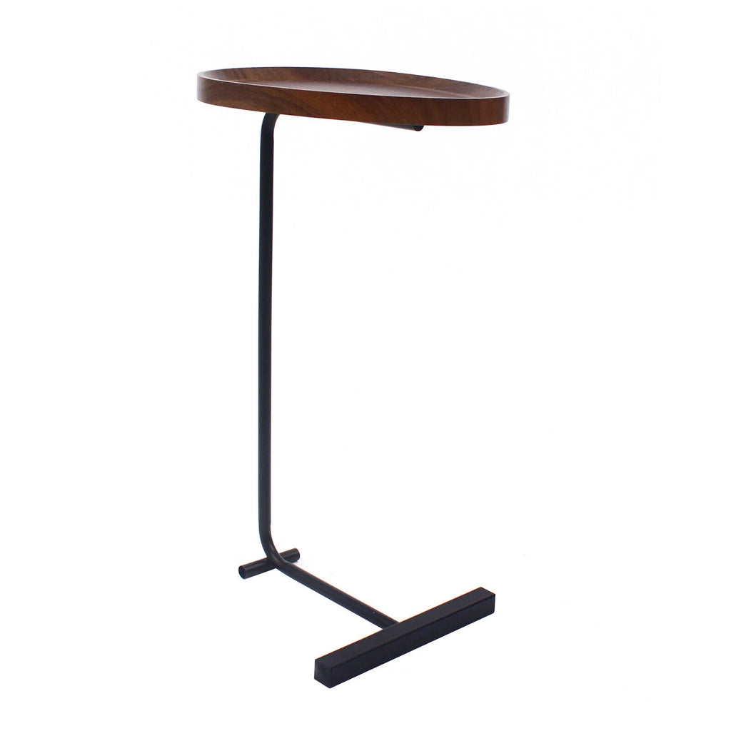Walnut C-Shaped Sofa Side End Table V48473