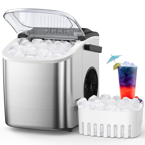 Stainless Steel Countertop Ice Maker, 26.5Lbs per Day, Portable with Auto-Cleaning Y165