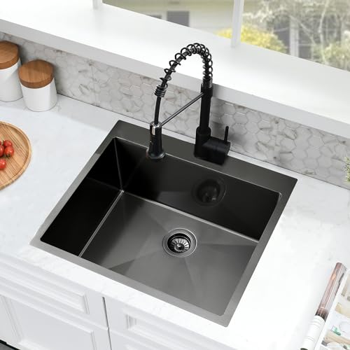 25 Inch Drop In 16 Gauge Stainless Steel Utility Sink with Faucet U72546
