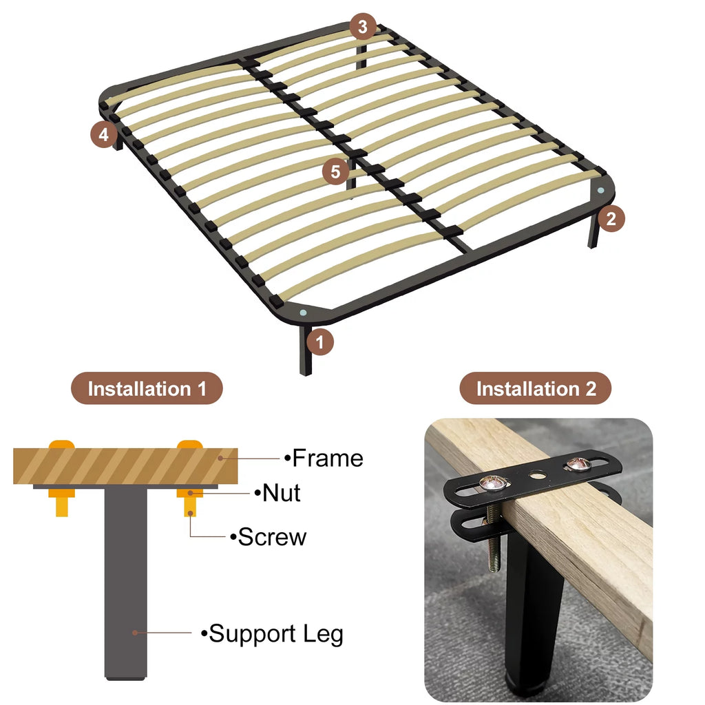 Adjustable Height Bed Frame Support Legs Black H33777