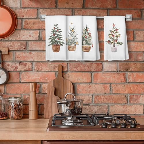 Christmas Tree Kitchen Towels, 16x24 Inch Set of 4 J771575