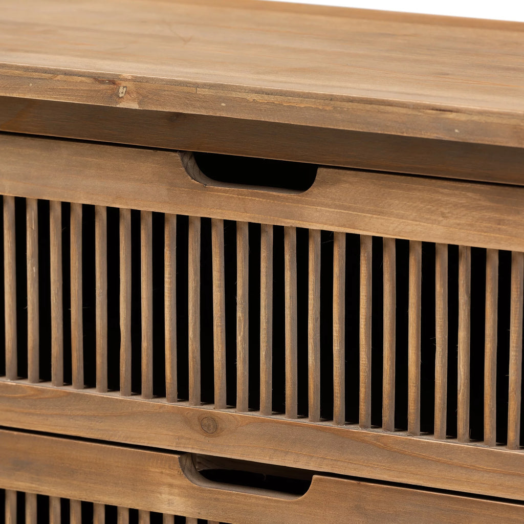 Medium Oak 3-Drawer Wood Chest H2479