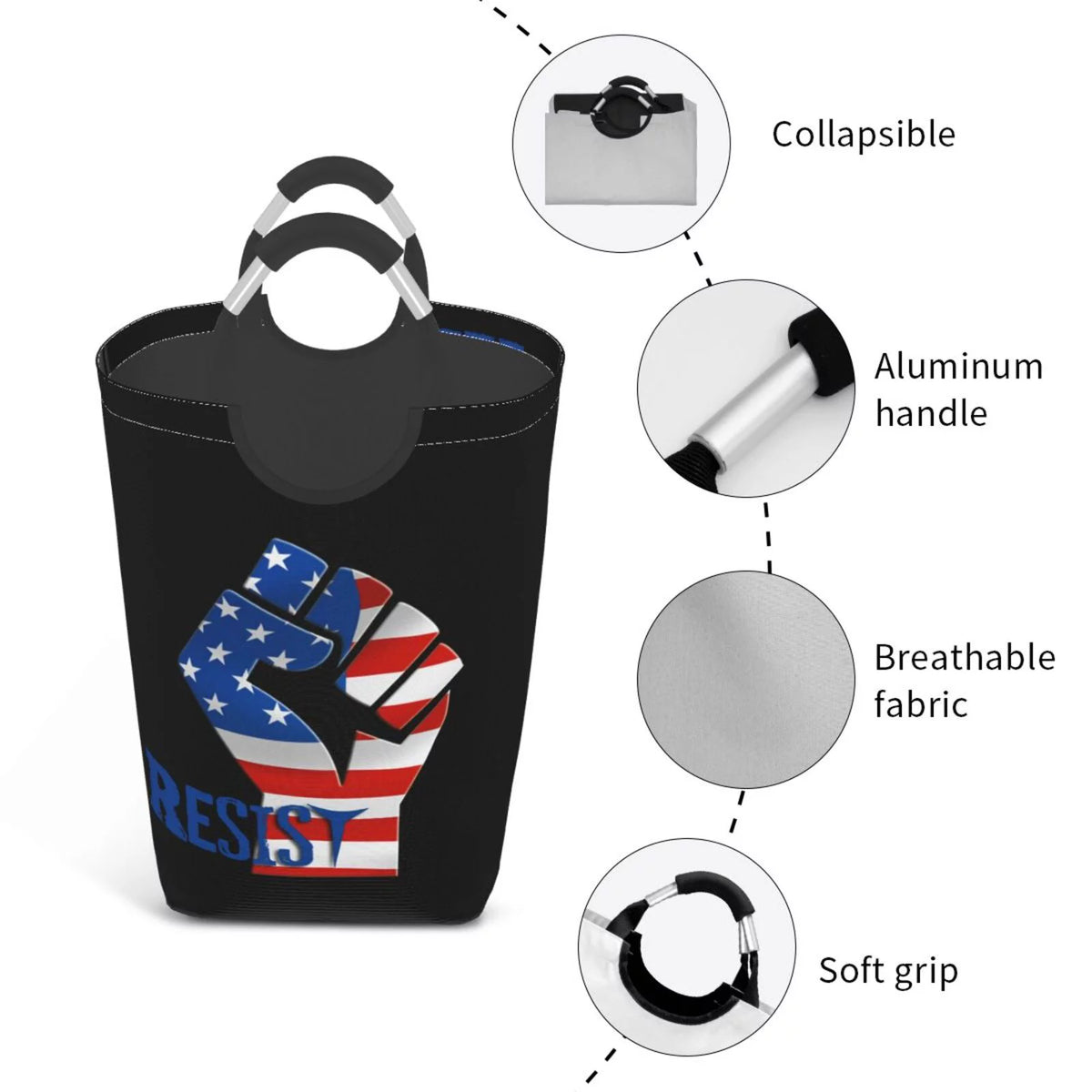 American Usa Flag Laundry Basket with Handles X61142