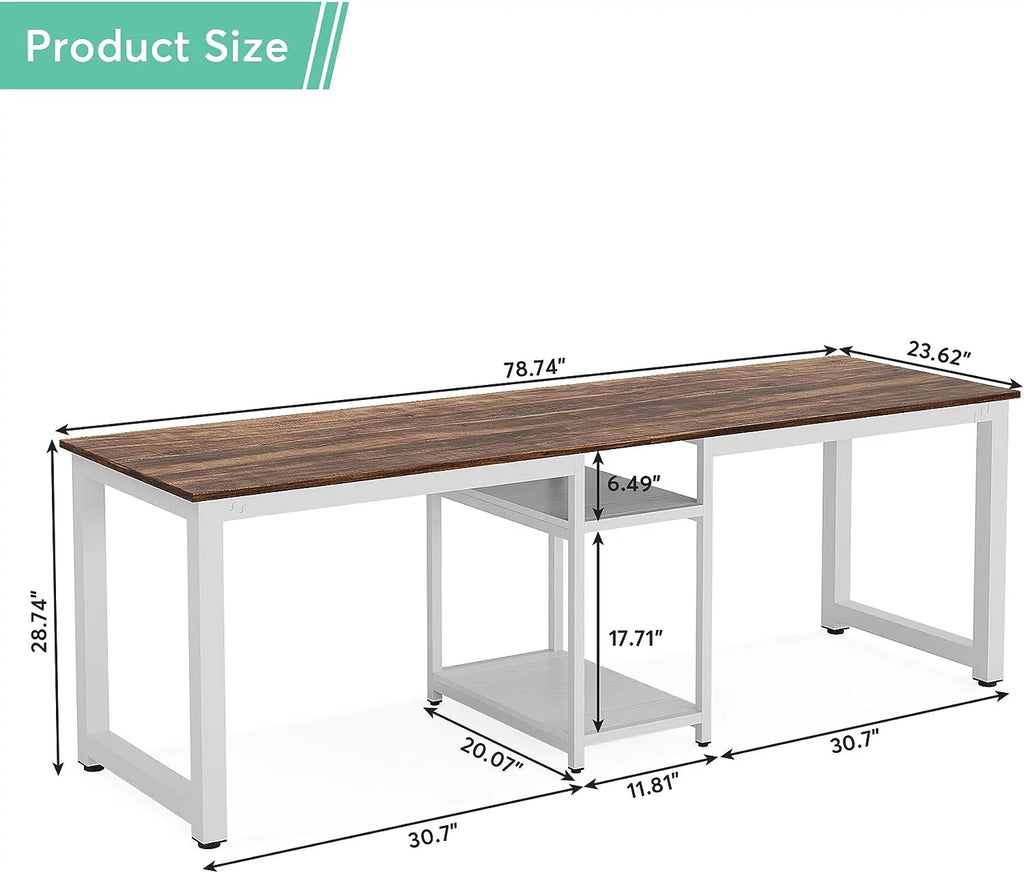 78" Two Person Computer Desk with Shelf Z329179