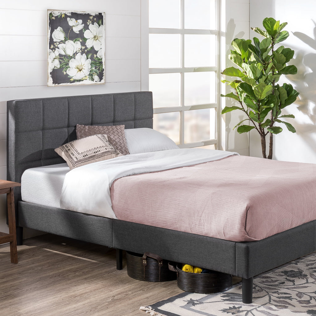 Grey Upholstered Platform Bed Frame B25436