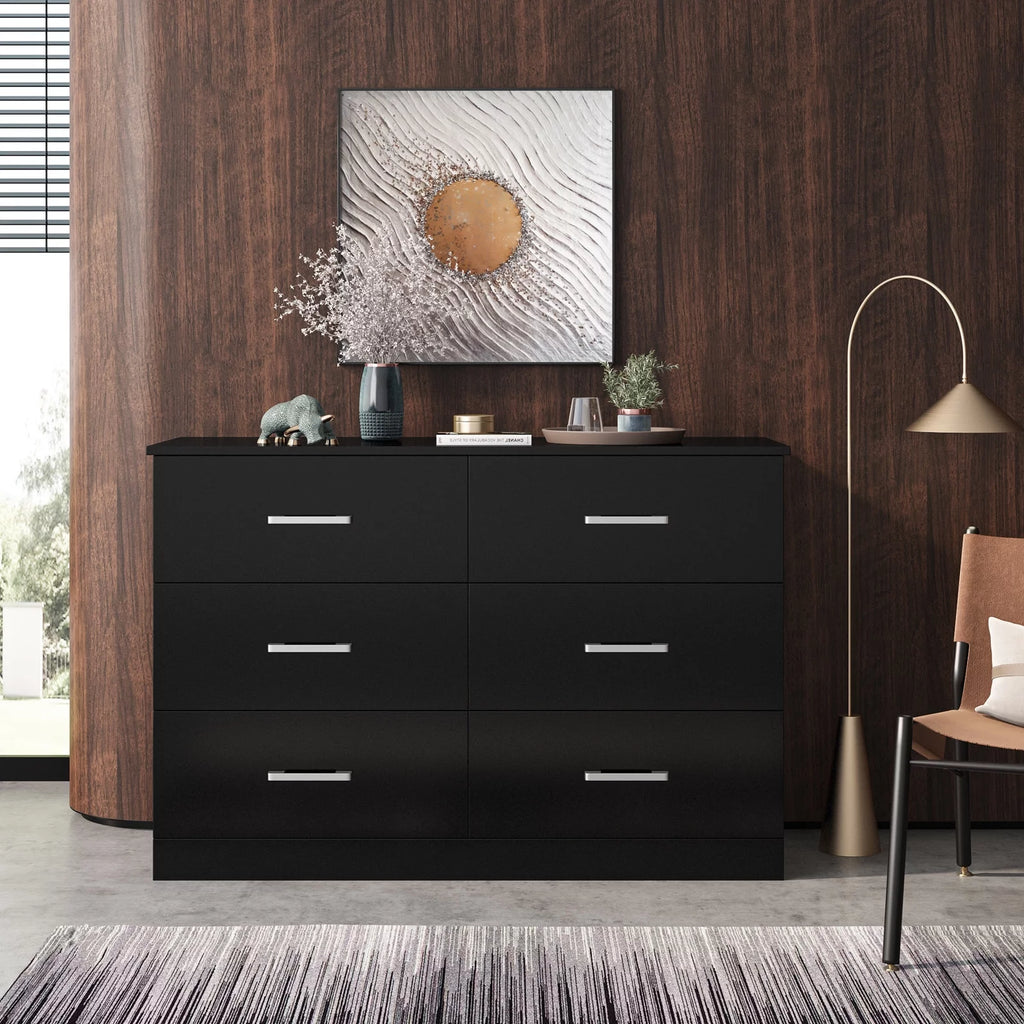 White 6 Drawer Wood Dresser K12778