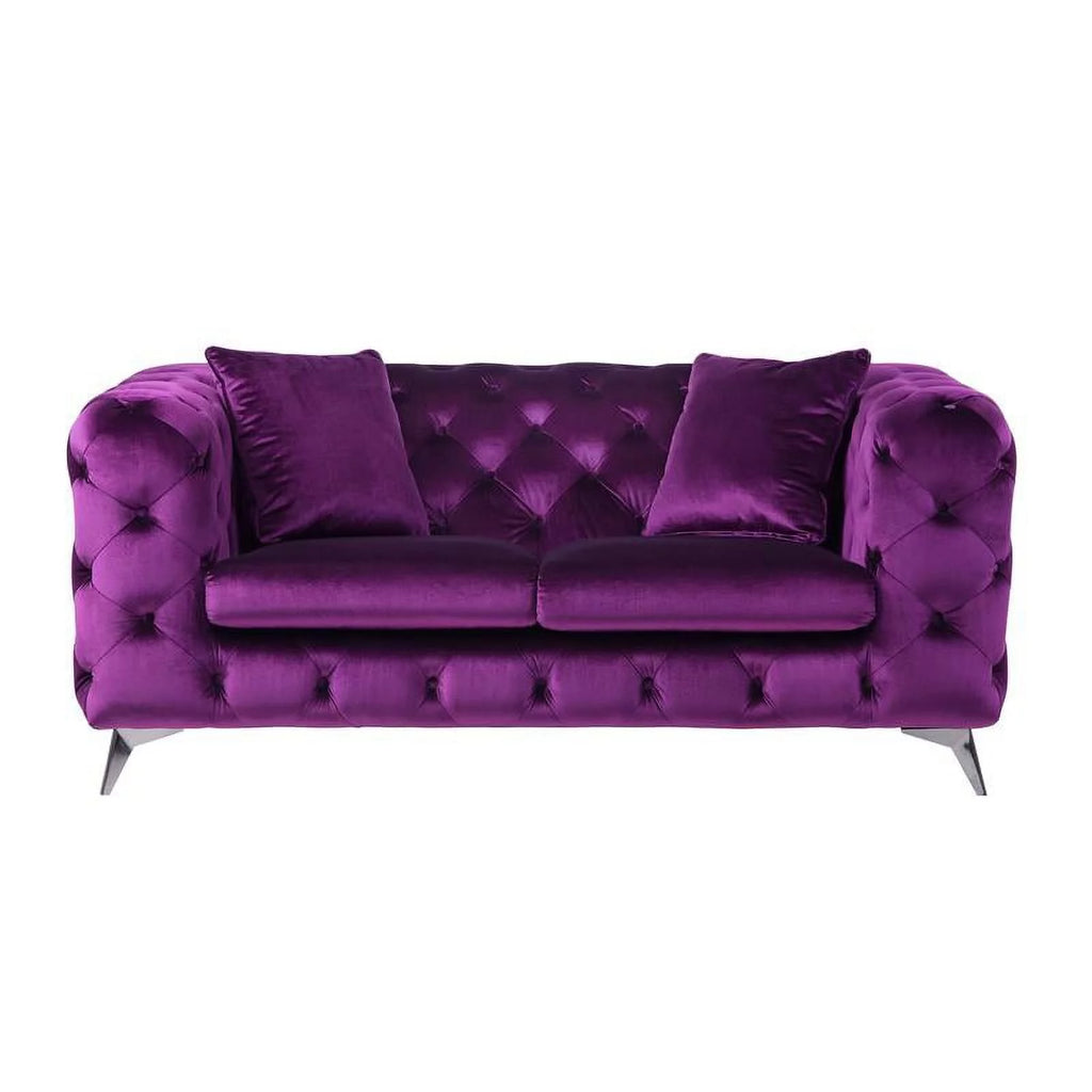 Purple Fabric Loveseat O48801