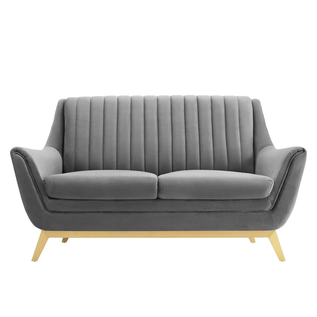 Gray Channel Tufted Performance Velvet Loveseat A3190