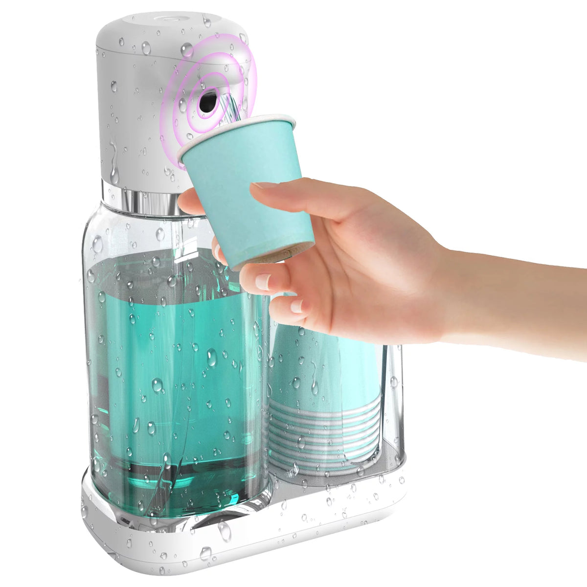 25oz Electric Mouthwash Dispenser with Cup Holder D124