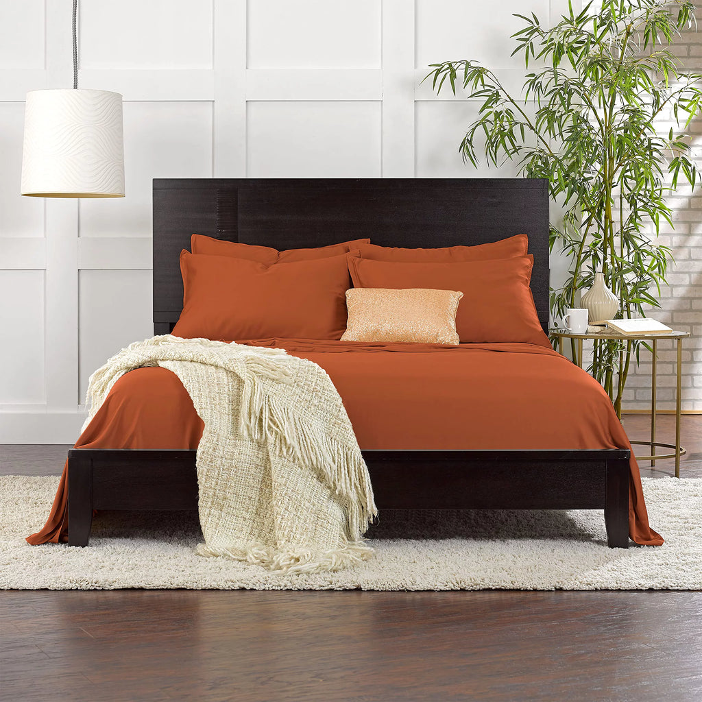 Queen Size 4 Piece Bamboo Bed Sheets Set I702542