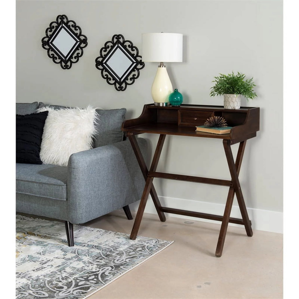 Wood Folding Desk in Antique Walnut Brown B155840