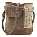 Upcycled Canvas Shoulder Bag with Adjustable Strap and Zip Closure I14671