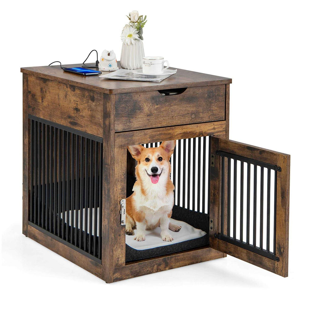 2-In-1 Dog Crate Side End Table with Drawer H379