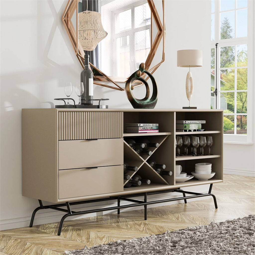 Light Taupe and Black Wood Buffet P363598