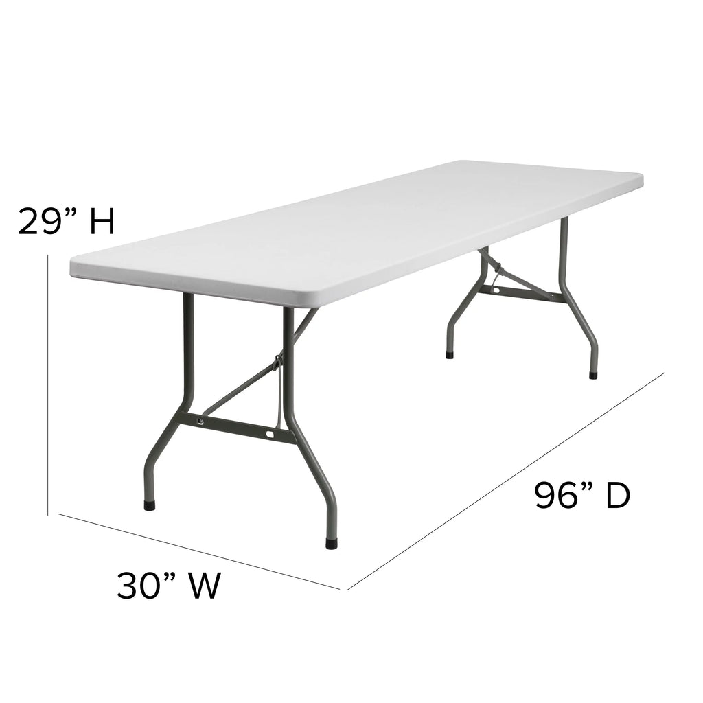 8-Foot Granite White Plastic Folding Table T57055
