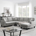 7 Seat Fabric U Shape Sectional Sofa with 3 Pillows G865825
