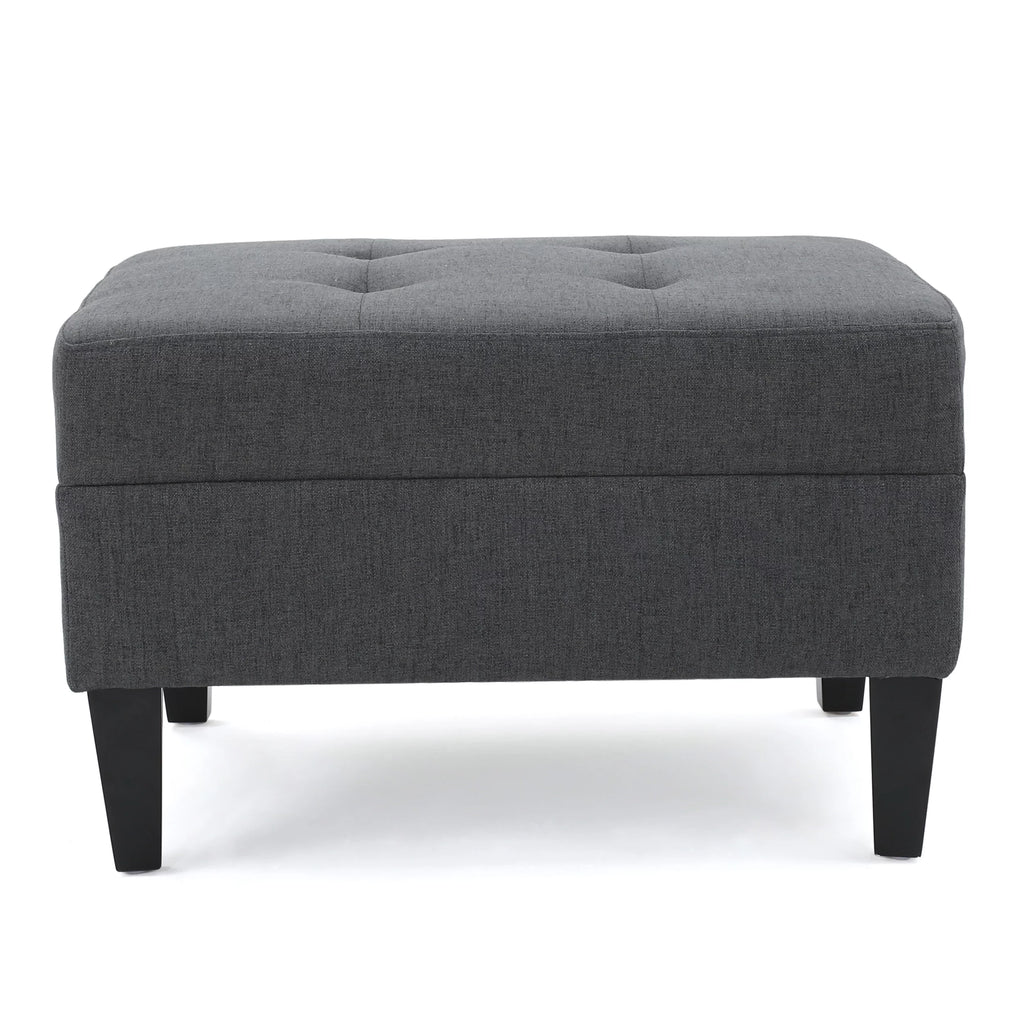 Dark Grey Tufted Fabric Ottoman Q791414