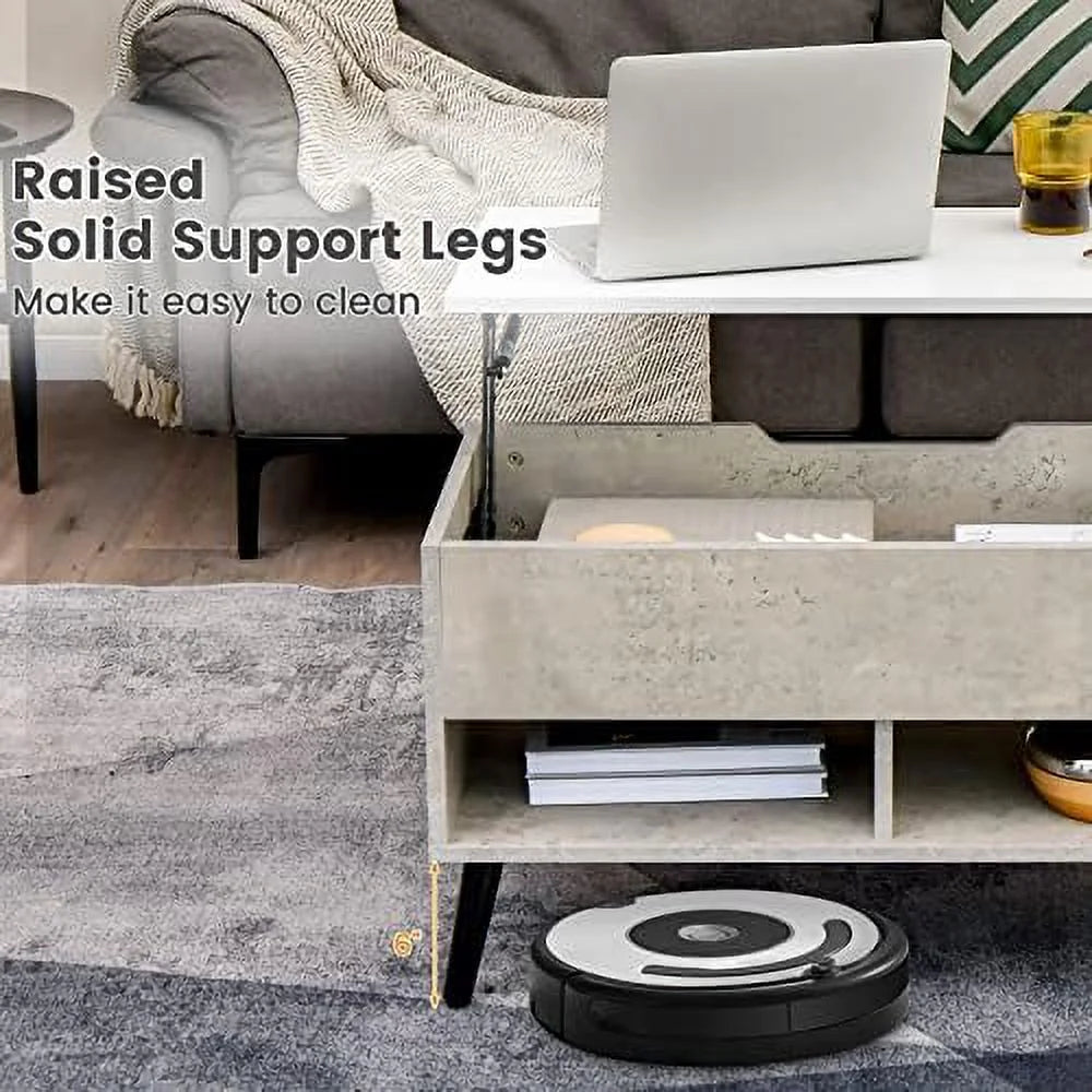 Lift Top Coffee Table with Hidden Compartment and 2 Open Shelves A694577