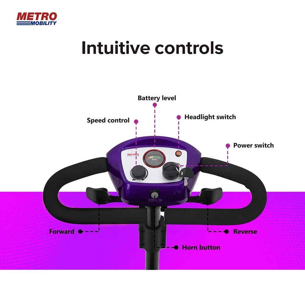 4 Wheel Purple Mobility Scooter with Detachable Basket O75716
