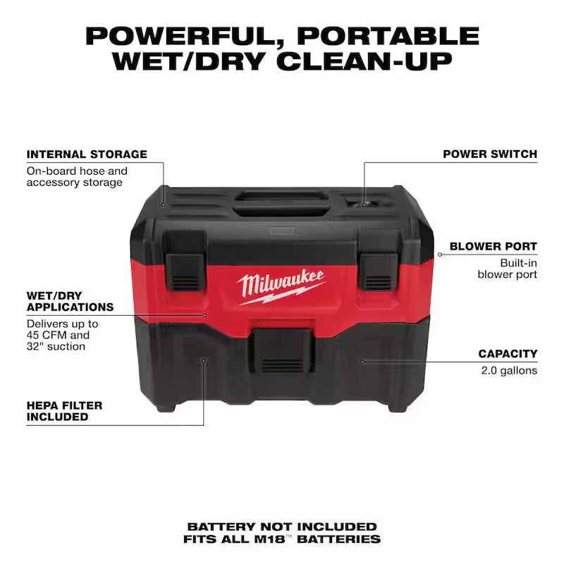 18-Volt Lithium-Ion Brushless Cordless 1/4 in. Impact Driver Kit with Wet/Dry Vacuum D21919