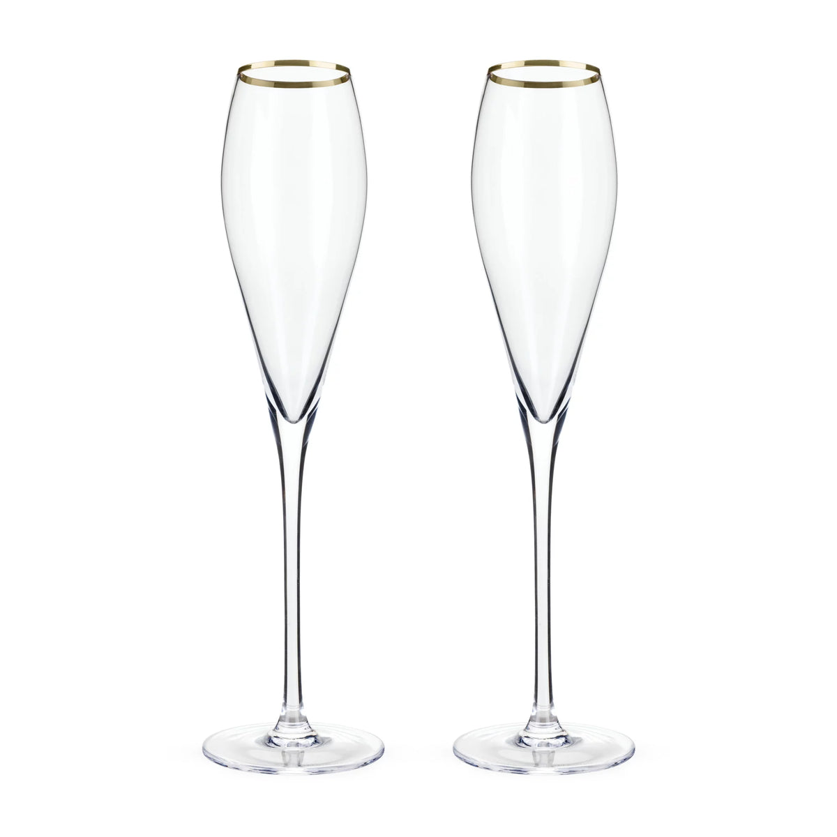 Gold-Rimmed Crystal Champagne Flutes Z179