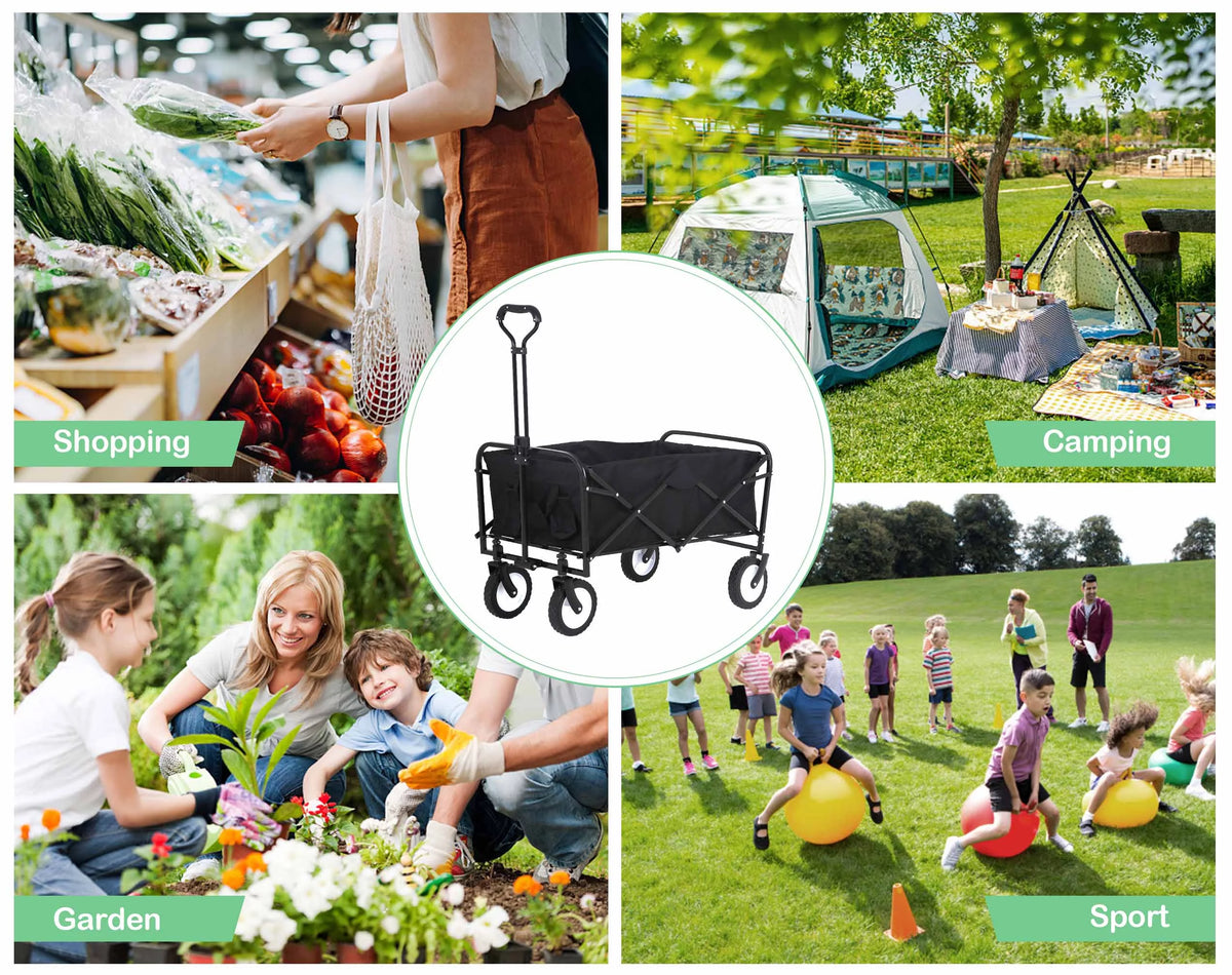 Collapsible Folding Wagon with All-Terrain Wheels Black X777