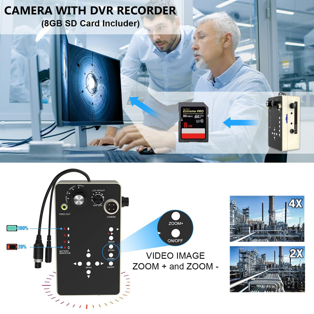 Sewer Camera with Locator, 165ft Inspection Camera with 512Hz Sonde Transmitter and Receiver, DVR and 7 LCD Monitor IP68 Waterproof Pipe Inspection Camera F6586