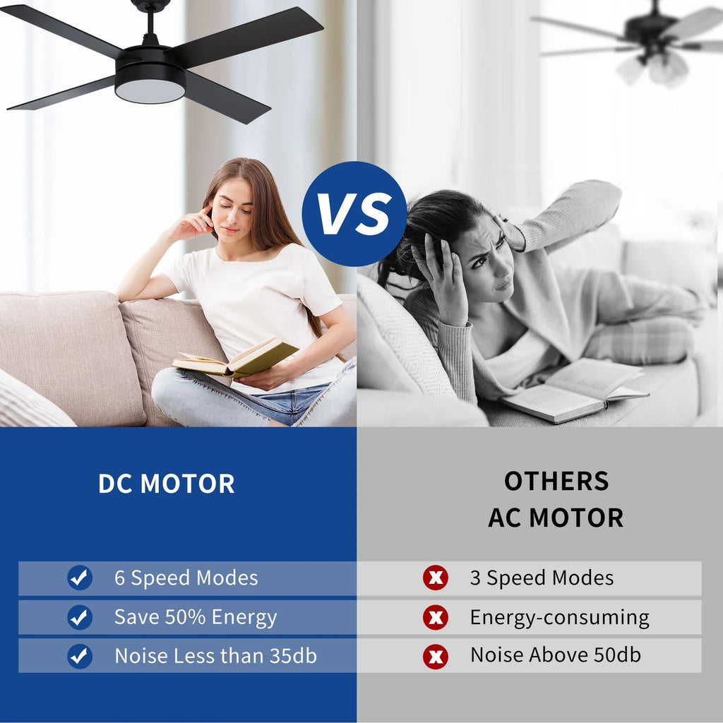 Black Ceiling Fan with Light and Remote O900
