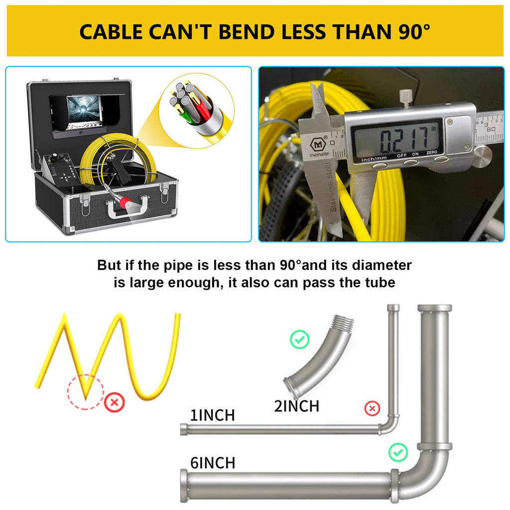 Sewer Camera with Locator, 165ft Inspection Camera with 512Hz Sonde Transmitter and Receiver, DVR and 7 LCD Monitor IP68 Waterproof Pipe Inspection Camera F6586