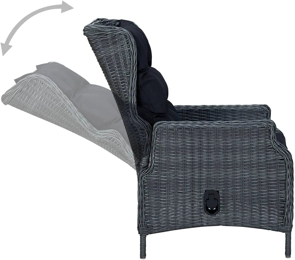 5 Piece Acacia Wood Patio Lounge Set with Dark Gray Cushions K33418